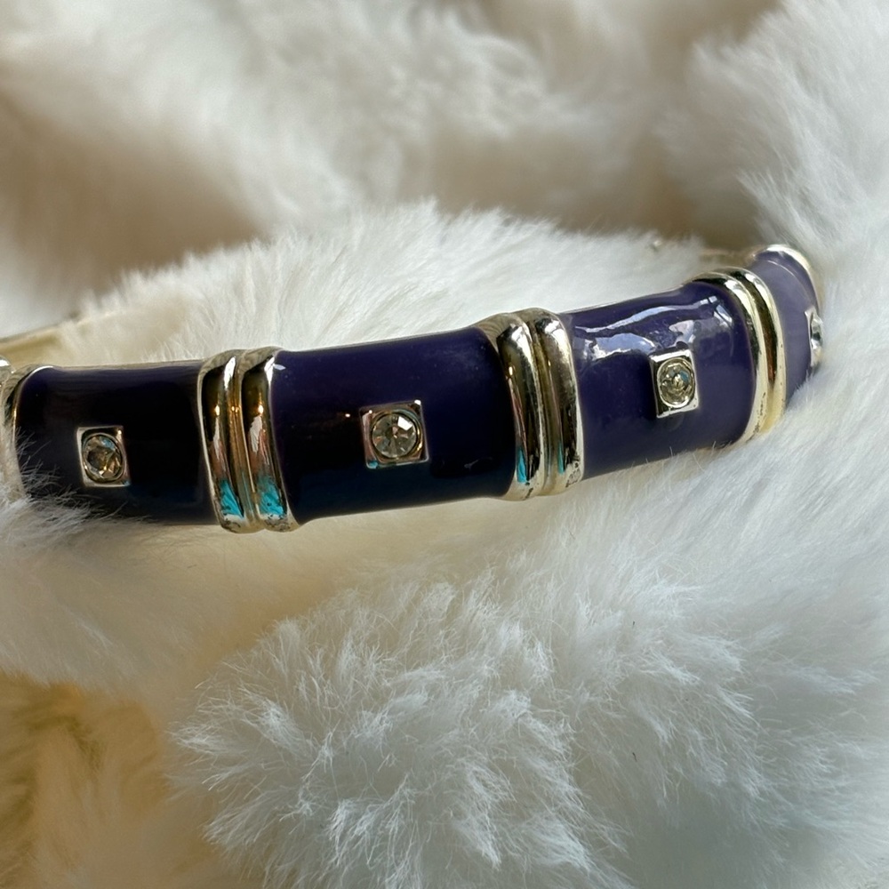Purple and Silver Bracelet with Gem Accents